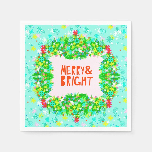 Merry & Bright Wreath Napkin (Front)