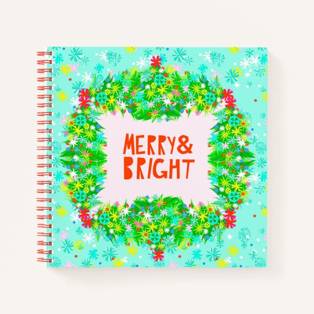 Merry & Bright Wreath Notebook (Front)
