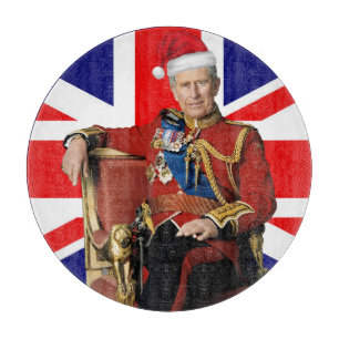 Merry British Christmas King Charles III Cutting Board