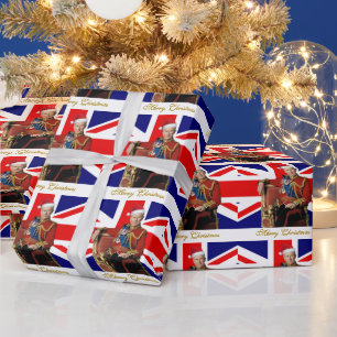 Merry British Christmas King Charles III Wrapping Paper
