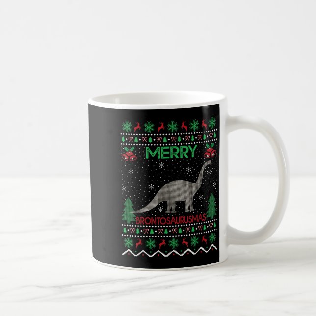 Merry Brontosaurus Xmas Gift Ugly Brontosaurus Chr Coffee Mug (Right)