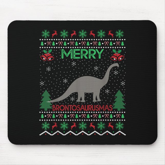 Merry Brontosaurus Xmas Gift Ugly Brontosaurus Chr Mouse Mat (Front)