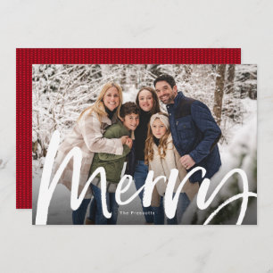 Merry brush script bold photo Christmas Holiday Card