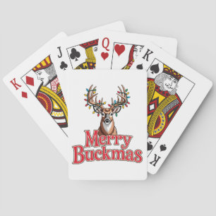 Merry Buckmas Deer Head Hunting Holiday Christmas Playing Cards