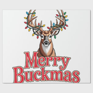 Merry Buckmas Deer Head Hunting Holiday Christmas Wrapping Paper