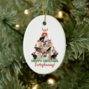 Merry Bunny Christmas Ceramic Tree Decoration