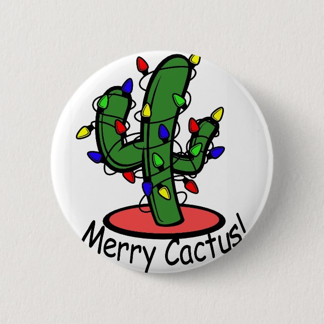 Merry Cactus 6 Cm Round Badge (Front)