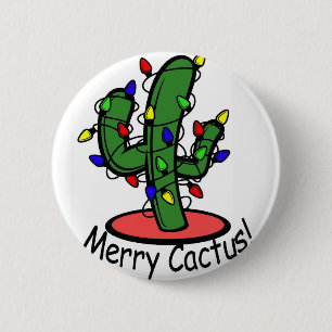 Merry Cactus 6 Cm Round Badge