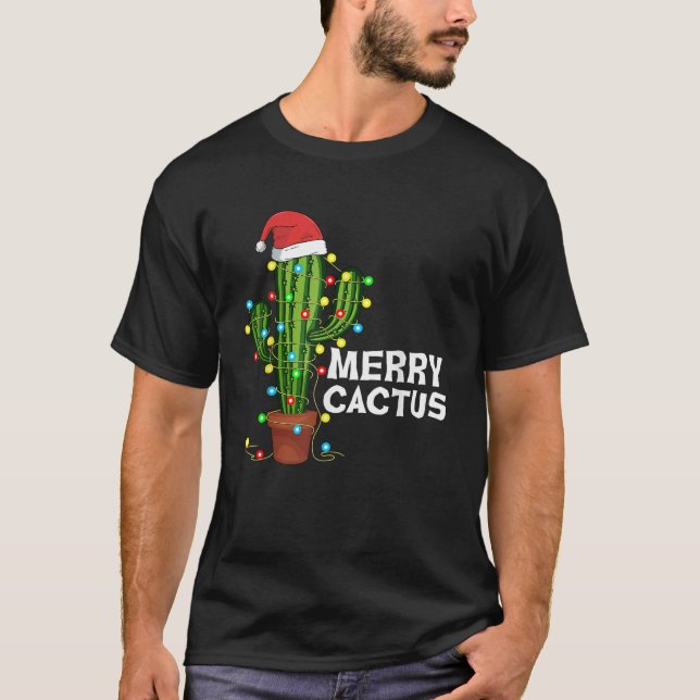 Merry Cactus Christmas Lover Funny Xmas Gift  T-Shirt (Front)