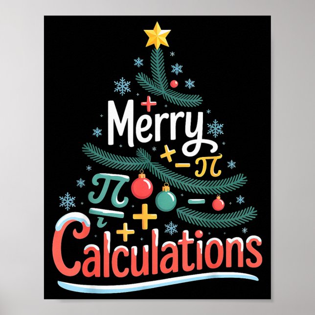 Merry Calculations Funny Math Teacher Christmas  Poster (Front)