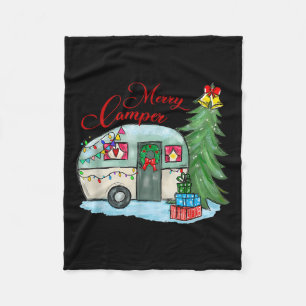 Merry Camper Christmas Santa Camper Camng Truck Xm Fleece Blanket