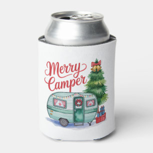 Merry Camper Christmas Trailer Tree Camping Xmas Can Cooler