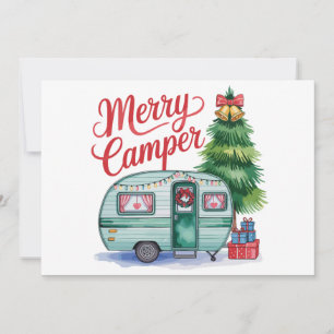 Merry Camper Christmas Trailer Tree Camping Xmas Invitation