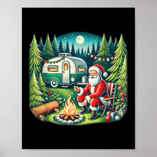 Merry Campmas Christmas Camper Camping Lover Santa Poster