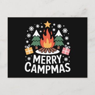 Merry Campmas Christmas Campfire Tree Xmas Camping Holiday Postcard