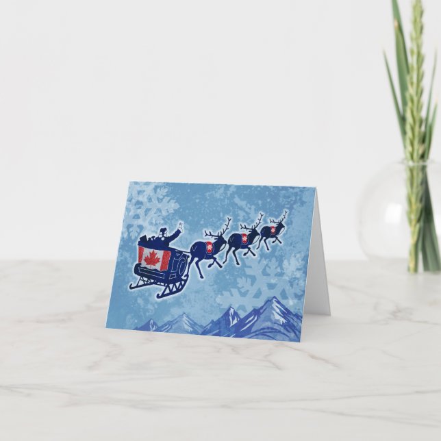 Merry Canada Christmas flag Santa greeting card (Front)
