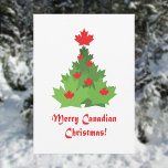 Merry Canadian Flag Maple Leaf Christmas Tree Holiday Card<br><div class="desc">This Holiday Card features Christmas tree assembled from Canadian flag symbols - maple leaves. Design is done in traditional Christmas colors: green and red. Celebrate Canada and Christmas!</div>