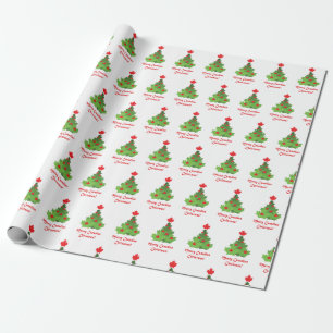 Merry Canadian Flag Maple Leaf Christmas Tree Wrapping Paper