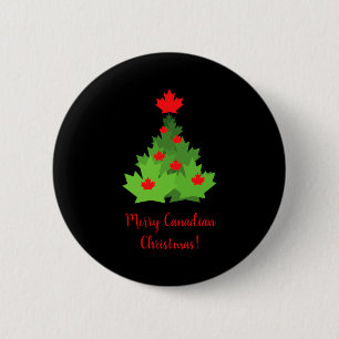 Merry Canadian Maple Leaf Flag Christmas 6 Cm Round Badge