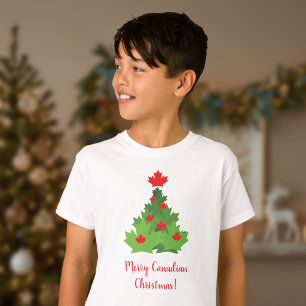Merry Canadian Maple Leaf Flag Christmas Boys' T-Shirt