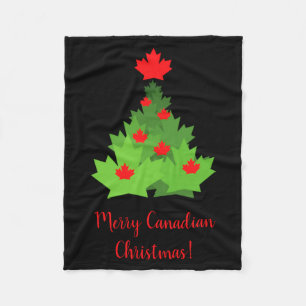 Merry Canadian Maple Leaf Flag Christmas  Fleece Blanket