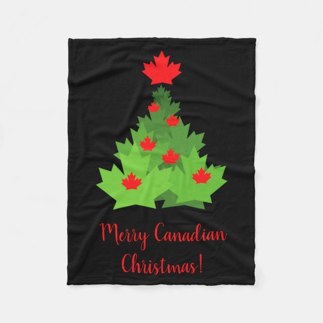 Merry Canadian Maple Leaf Flag Christmas  Fleece Blanket (Front)