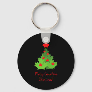 Merry Canadian Maple Leaf Flag Christmas Key Ring