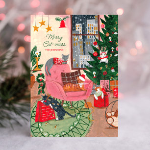 Merry Cat-mess cats Christmas Holiday Card
