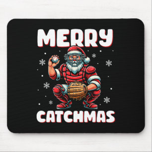 Merry Catchmas Santa Claus Baseball Catcher Xmas C Mouse Mat