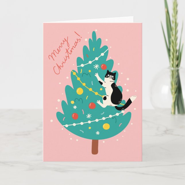 Merry Catmas - A Purr-fect Christmas Climb Holiday Card (Front)