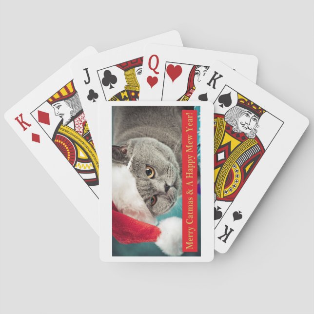 Merry Catmas and A Happy Mew Year! Playing Cards (Back)