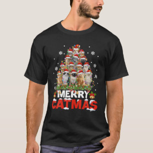 Merry Catmas Cat Christmas Pajamas X Mas Ugly T-Shirt