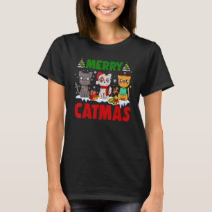 Merry Catmas Cat Christmas Pyjamas X-mas Ugly Swea T-Shirt