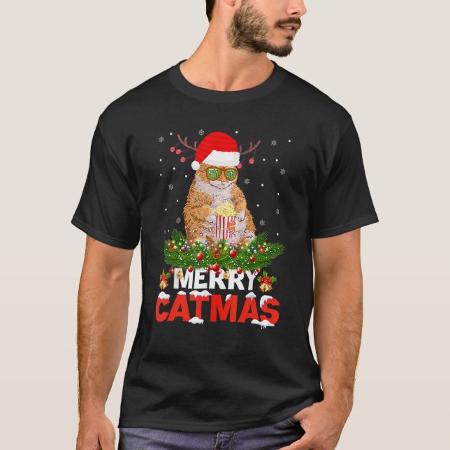 Merry Catmas Cat Christmas Pyjamas X Mas Ugly Swea T-Shirt (Front)