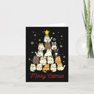 Merry Catmas Cat Christmas Tree Cat Lover Card