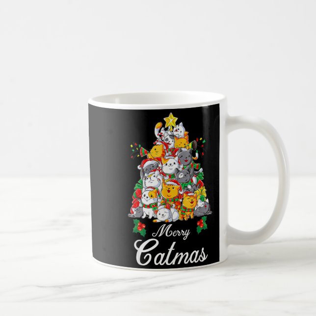Merry Catmas Cat Christmas Tree Cat Lover  Coffee Mug (Right)