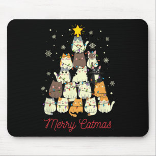 Merry Catmas Cat Christmas Tree Cat Lover Mouse Mat