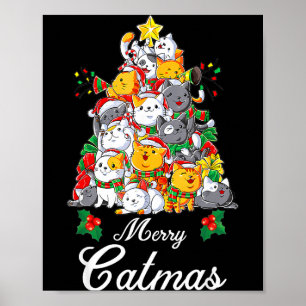 Merry Catmas Cat Christmas Tree Cat Lover  Poster