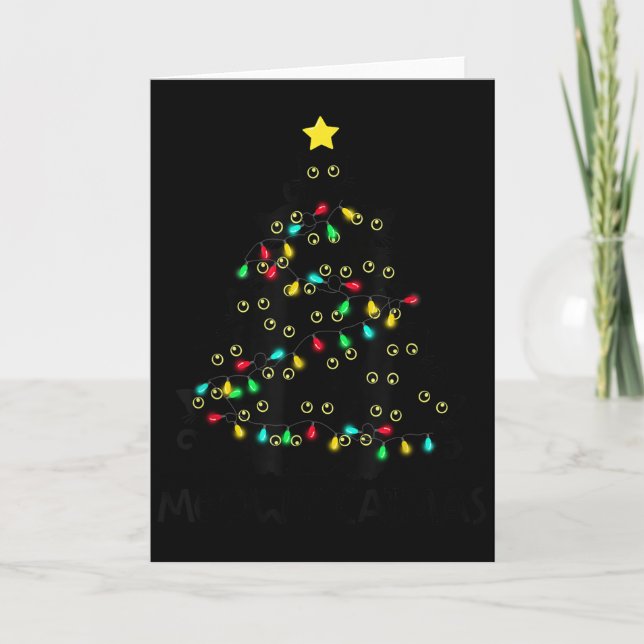 Merry Catmas Cat Christmas Tree Kids Girls Boys Me Card (Front)