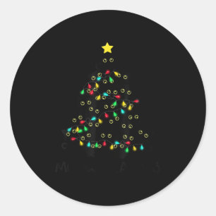 Merry Catmas Cat Christmas Tree Kids Girls Boys Me Classic Round Sticker