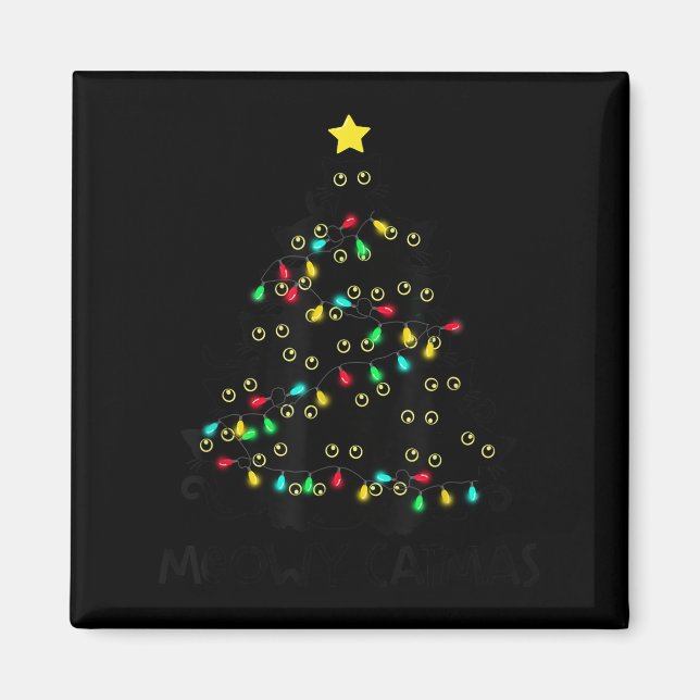 Merry Catmas Cat Christmas Tree Kids Girls Boys Me Magnet (Front)