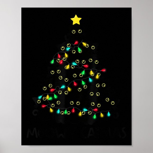 Merry Catmas Cat Christmas Tree Kids Girls Boys Me Poster (Front)