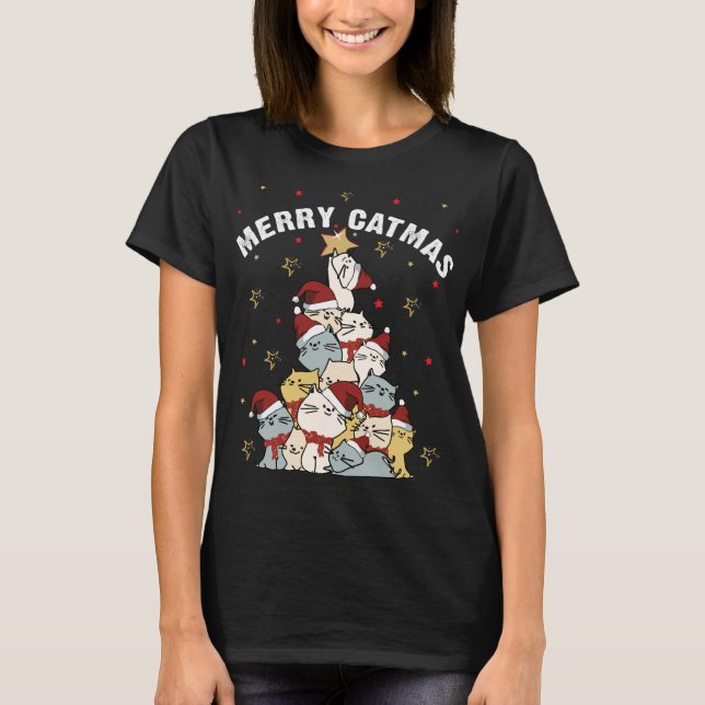 Merry Catmas Cat Mountain Christmas Tree Not Ugly  T-Shirt (Front)