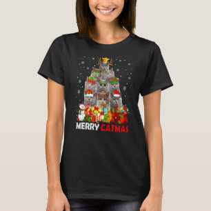 Merry Catmas Cat Mum Cat Dad Christmas British Sho T-Shirt