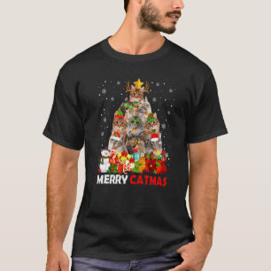 Merry Catmas Cat Mum Cat Dad Christmas Siberian C T-Shirt