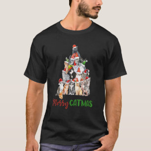 Merry Catmas Cat Pet Christmas Tree Santa Claus Ha T-Shirt