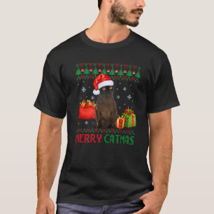 Merry Catmas Cat Ugly Christmas Bombay Mom Dad T-Shirt