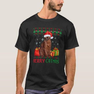 Merry Catmas Cat Ugly Christmas Havana Brown Mom D T-Shirt