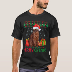 Merry Catmas Cat Ugly Christmas Havana Brown Mum D T-Shirt