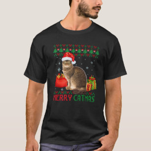 Merry Catmas Cat Ugly Christmas Laperm Cat Mom Dad T-Shirt